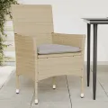 Chaises de jardin avec coussins lot de 2 beige résine tressée