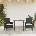 Chaises de jardin avec coussins 2 pcs noir résine tressée