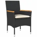 Chaises de jardin avec coussins 2 pcs noir résine tressée