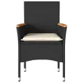 Chaises de jardin avec coussins 2 pcs noir résine tressée