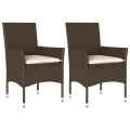 Chaises de jardin avec coussins lot de 2 marron résine tressée