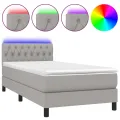 cadre de lit matelas LED Gris clair 100x200 cm Tissu