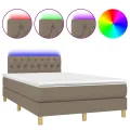 cadre de lit avec matelas LED Taupe 120x200 cm Tissu