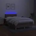 cadre de lit avec matelas LED Taupe 120x200 cm Tissu