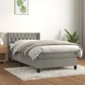 cadre de lit et matelas Gris clair 100x200cm Velours