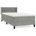 cadre de lit et matelas Gris clair 100x200cm Velours