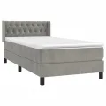 cadre de lit et matelas Gris clair 100x200cm Velours