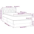 cadre de lit et matelas Gris clair 100x200cm Velours