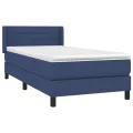 cadre de lit avec matelas Bleu 90x190 cm Tissu