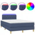 cadre de lit avec matelas LED Bleu 120x200 cm Tissu