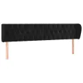 Tête de lit avec oreilles Noir 183x23x78/88 cm Velours