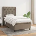 cadre de lit avec matelas Taupe 90x190 cm Tissu
