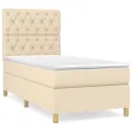 cadre de lit avec matelas Crème 80x200 cm Tissu
