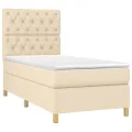 cadre de lit et matelas et LED Crème 80x200cm Tissu