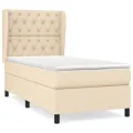 cadre de lit avec matelas Crème 80x200 cm Tissu