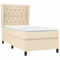 cadre de lit avec matelas Crème 80x200 cm Tissu
