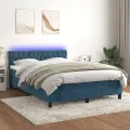 cadre de lit avec matelas LED Bleu foncé 140x190 cm