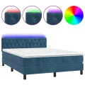 cadre de lit avec matelas LED Bleu foncé 140x190 cm