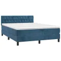 cadre de lit avec matelas LED Bleu foncé 140x190 cm