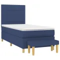 cadre de lit avec matelas Bleu 90x190 cm Tissu