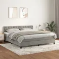 cadre de lit et matelas Gris clair 160x200cm Velours