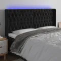 Tête de lit à LED Noir 183x16x118/128 cm Velours