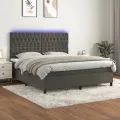 cadre de lit matelas et LED Gris foncé 180x200 cm
