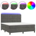 cadre de lit matelas et LED Gris foncé 180x200 cm