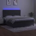 cadre de lit matelas et LED Gris foncé 180x200 cm