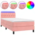 cadre de lit avec matelas et LED Rose 90x190 cm