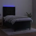 cadre de lit matelas et LED Noir 90x190 cm Velours