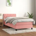 cadre de lit avec matelas Rose 90x200 cm Velours