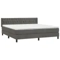 cadre de lit et matelas Gris foncé 180x200cm Velours