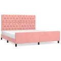 Cadre de lit avec tête de lit Rose 160x200 cm Velours