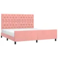 Cadre de lit avec tête de lit Rose 160x200 cm Velours