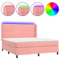 cadre de lit matelas et LED Rose 160x200 cm Velours