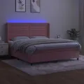 cadre de lit matelas et LED Rose 160x200 cm Velours