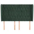 Tête de lit avec oreilles Vert foncé 163x23x118/128 cm Velours
