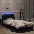 Cadre de lit avec lumières LED noir blanc 80x200 cm similicuir