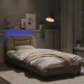Cadre de lit avec lumières LED cappuccino 90x200 cm similicuir
