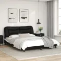 Cadre de lit avec lumières LED noir blanc 160x200 cm similicuir