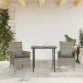 Chaises de jardin avec coussins lot de 2 gris résine tressée