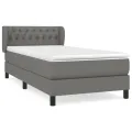 cadre de lit avec matelas Gris foncé 100x200cm Tissu