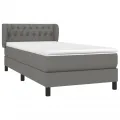 cadre de lit avec matelas Gris foncé 100x200cm Tissu