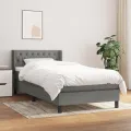 cadre de lit avec matelas Gris foncé 100x200cm Tissu