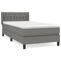 cadre de lit avec matelas Gris foncé 100x200cm Tissu