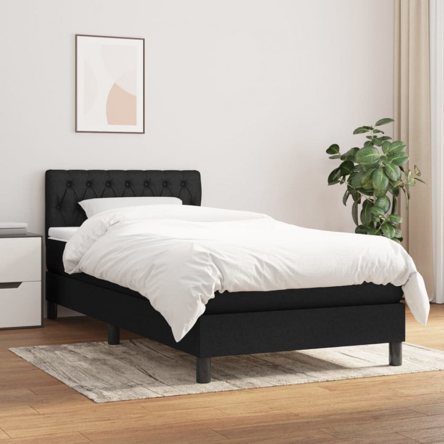 cadre de lit avec matelas Noir 100x200 cm Tissu