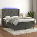 cadre de lit matelas et LED Gris foncé 140x200 cm