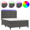 cadre de lit matelas et LED Gris foncé 140x200 cm