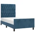 Cadre de lit avec tête de lit Bleu foncé 100x200 cm Velours